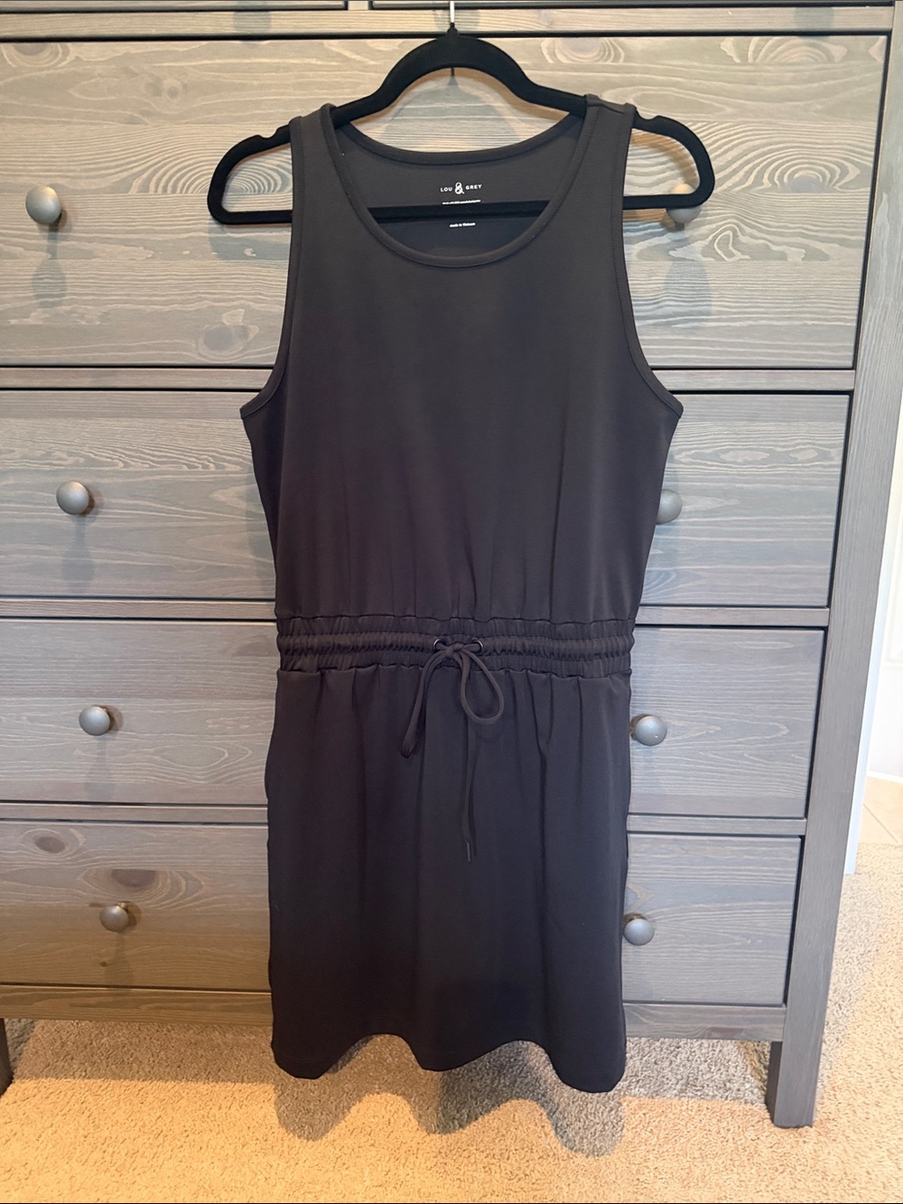 Lou & Grey Black Drawstring Tank Dress